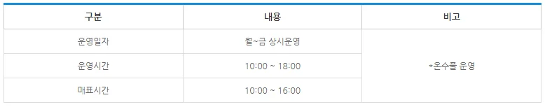 디오션 인피니티 풀 운영 일정 및 이용 시간