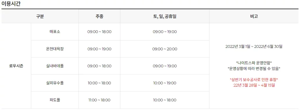 아산 파라다이스 스파 도고 로우시즌