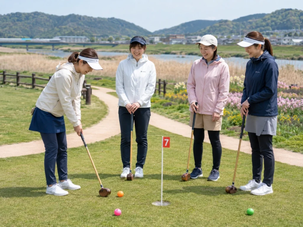 영천 파크골프장에서 게임을 즐기는 시민 (AI 제작) (2)