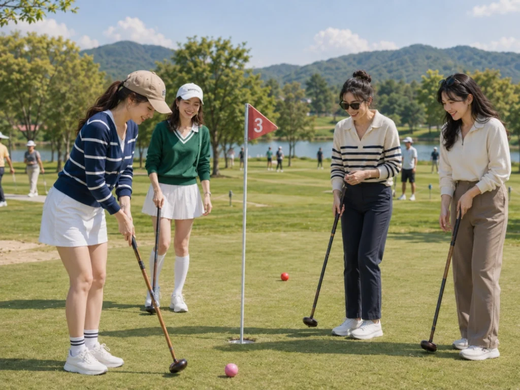 의성 파크골프장에서 게임을 즐기는 시민들 (ai 제작) (1)